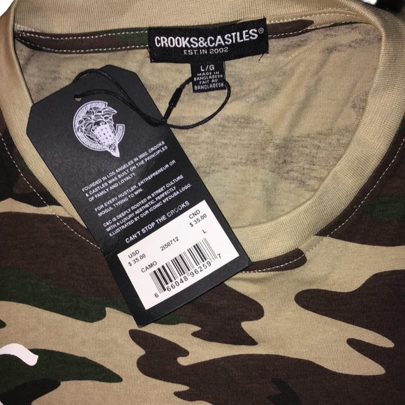 Crooks & Castles Camo with Cherub Mens Large T Shirt NWT - Picture 6 of 7